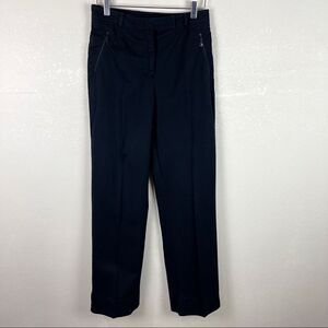 St. John Black Straight Leg Cotton Trousers Slacks Size 4